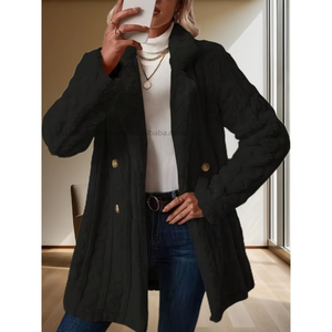 Comfortable Casual Warm Double-Breasted Women's Plush <b>Thick</b> <b>Winter</b> Flannel Breathable Long <b>Coat</b> - Product Image 5