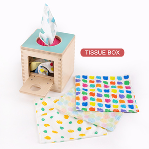Tissue Baby Learning Montessori Eco Spinning Magic Newborn Storage Educational Wooden Toy Brown Box For Kids Wood Montesori