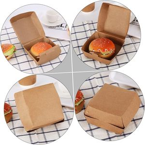 Boîtes à repas en kraft naturel pour pique-niques en plein air, supports alimentaires pour hamburgers, frites et friandises délicieuses pour fêtes, boîte marron - Product Image 2
