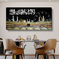 Horloge murale en porcelaine cristalline imprimée avec une calligraphie islamique de grande taille moderne, peinture de haute qualité, design musulman imprimé, art mural