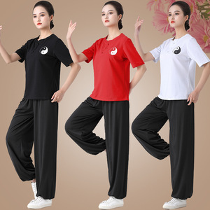 Ensembles de vêtements unisexes pour la pratique et la performance du <span class=keywords><strong>Tai</strong></span> <span class=keywords><strong>Chi</strong></span>, printemps-été, fitness, coton léger, respirant, séchage rapide, logo sur le devant - Product Image 2