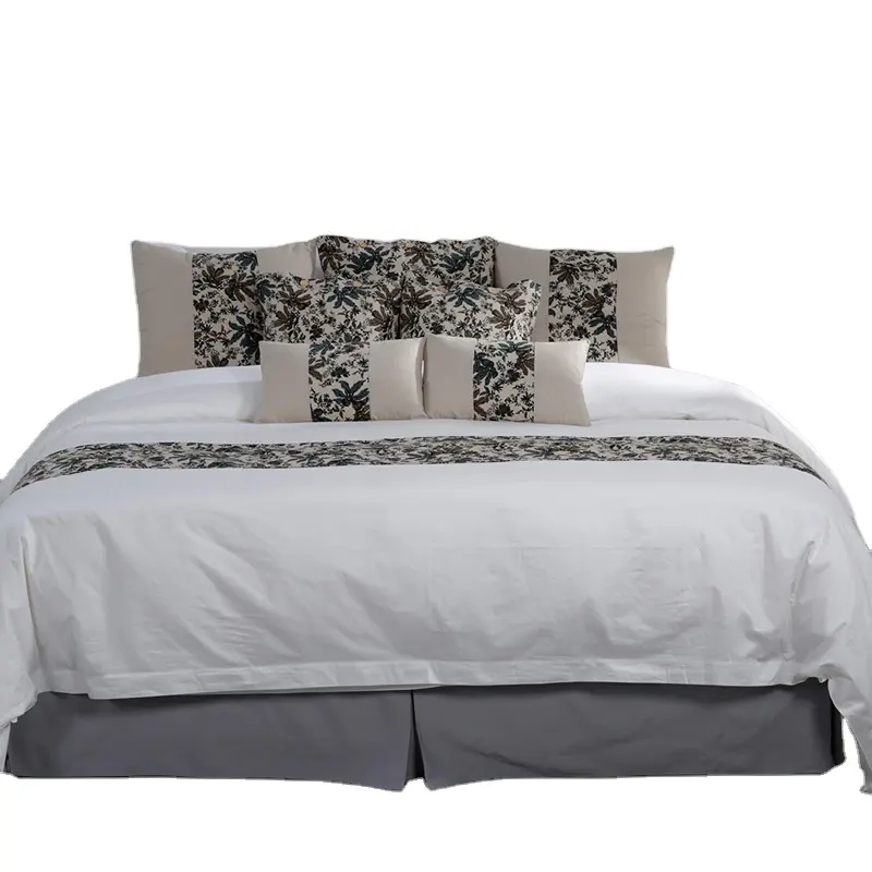Full set hotel white cotton bedding bed sheet comforter set