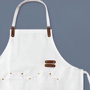 Delantal Personalizado en Blanco, Delantal de Lona de Algodón con Herrajes de Cuero, Decoración, Múltiples Bolsillos para Herramientas, Compatible con Bordado y Logotipo por Transferencia Térmica - Product Image 6