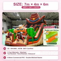 Toboggan gonflable commercial en PVC pour événements et locations, thème Cowboy du Far West en plein air