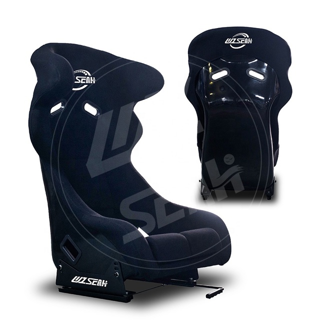 WZSEAHI Universal Black Bucket Sport Racing Seat Car Racing Simulator Seat with Slider