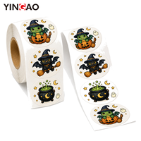 Stiker Pita Dekoratif Halloween Lucu Kawaii Custom, Matte Die Cut Hantu Labu Kelelawar untuk Dekorasi Kotak Hadiah Tas Kertas Kraft