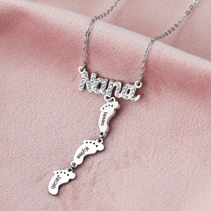 Vendita calda collana nome personalizzato per <span class=keywords><strong>la</strong></span> mamma in acciaio inox catena a maglie con il piede del bambino festa della mamma regalo da <span class=keywords><strong>Nana</strong></span> - Product Image 6