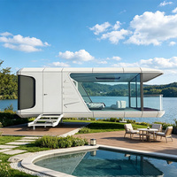 Capsule spatiale de luxe en alliage d'aluminium haute résistance de 20 pieds, maison préfabriquée, cabane Apple, pod de jardin modulaire pour jardin moderne
