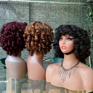 วิกผมลอนเด้งแบบ Fringe Bouncy Curl  ทำด้วยเครื่องจักร ผมแท้ 100% ความหนาแน่นสูง - Product Image 2