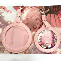 Logo personnalisé mignon chat en forme de PU accessoire en cuir Anime Badge pochette de protection étui de rangement à collectionner et porte-pendentif