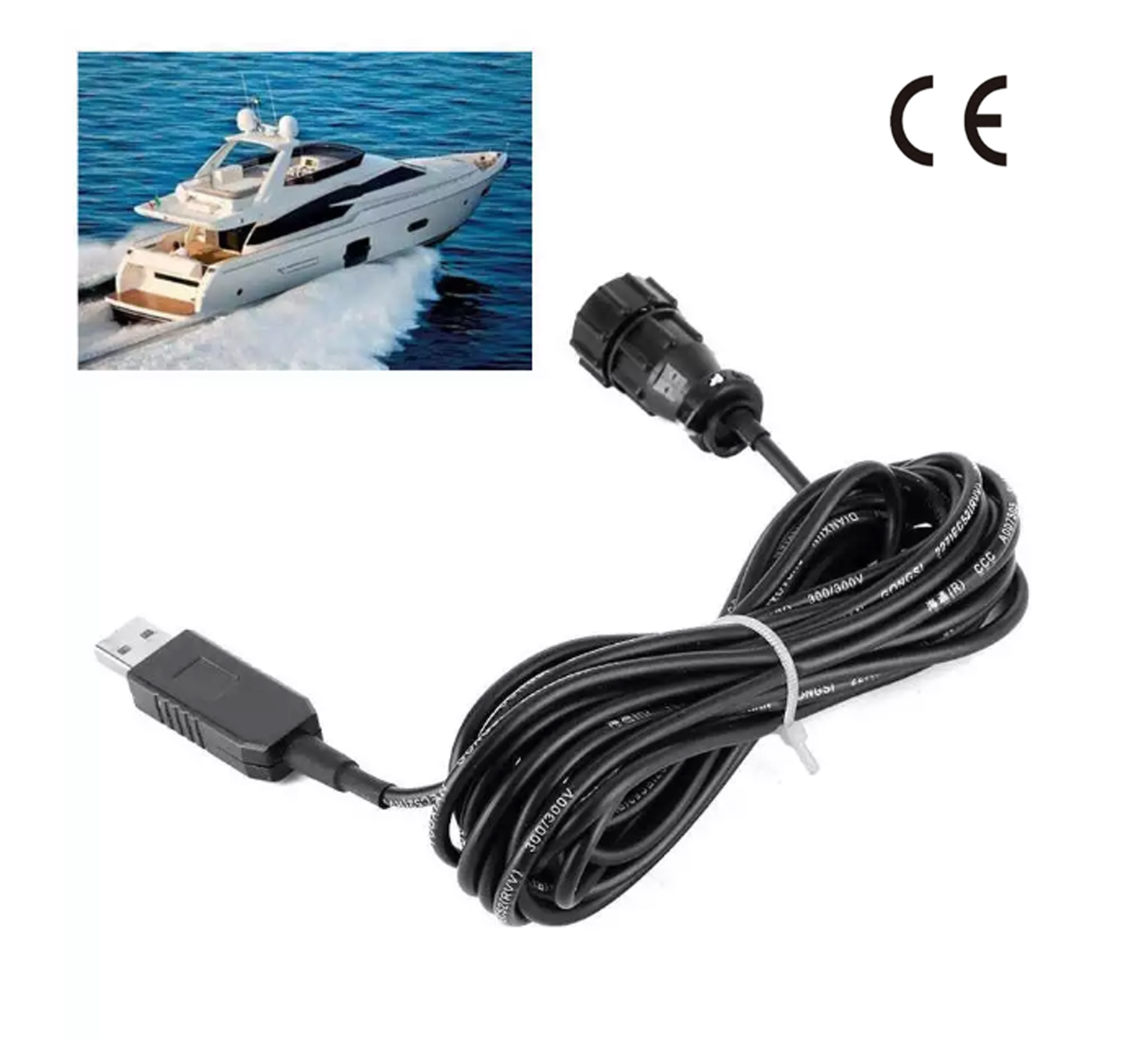 AIS Pilot Plug Waterproof 5 Pin RS422 38400bps, Easy Installation with 3 Meter Cable, Ideal for Marine Navigation Systems
