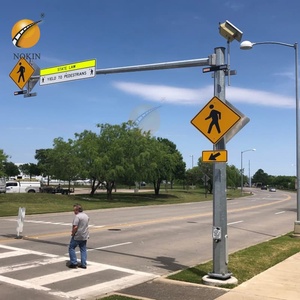 علامة مضاءة بالطاقة الشمسية من الألومنيوم الأصفر الثلاثي إشارات إيقاف تعمل بالطاقة الشمسية - Product Image 3