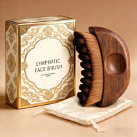 Brosse de massage en bois pour le visage à poils naturels pour l'exfoliation de la peau et le drainage lymphatique avec option coffret cadeau
