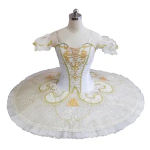 BT9194 Adult White Performance Classical Ballet Pancake Tutu Dress Stage Ballet Tutu