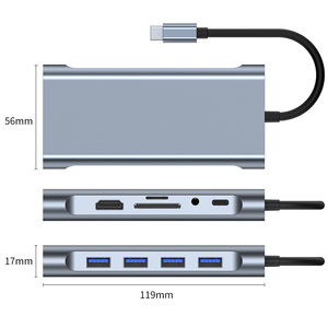 10 11 in 1 <span class=keywords><strong>Type</strong></span> <span class=keywords><strong>C</strong></span> <span class=keywords><strong>TO</strong></span> <span class=keywords><strong>HDMI</strong></span> 4K VGA PD RJ45 100M กิกะบิตพอร์ตหลายพอร์ตแล็ปท็อป Docking สถานี <span class=keywords><strong>Type</strong></span>-<span class=keywords><strong>C</strong></span> USB อะแดปเตอร์3.0ฮับขยาย - Product Image 5