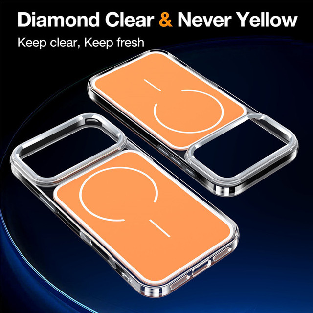 New High Transparent Acrylic Magnetic Case for iPhone 16 17 Pro Max Dual-Color Glossy Shockproof Protective Cover