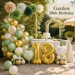 Fournitures de fête pour filles et garçons de 18 ans, bannière Joyeux 18e <span class=keywords><strong>anniversaire</strong></span> et ballons de confettis verts et dorés, décorations de fête, ensemble de ballons - Product Image 4