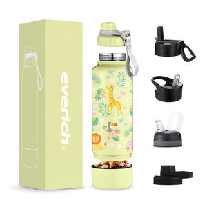 Coperchi a bocca larga isolati a doppia parete in acciaio inossidabile Set di bottiglie d'acqua per bambini con scomparto per tazze nascosto/Snack - Product Image 6