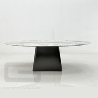 Meubles Gainsville Meubles de maison légers de luxe de forme ovale avec plateau en pierre Table à manger moderne en acier inoxydable Ensemble de table à manger
