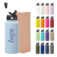 Bouteille d'eau isotherme en acier inoxydable écologique de 1000 ml avec paille, logo personnalisé, capacité de 32 oz pour les boissons