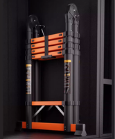Échelle extensible pliante en alliage d'aluminium de type A de 3,3 m + 3,3 m pour usage domestique et professionnel