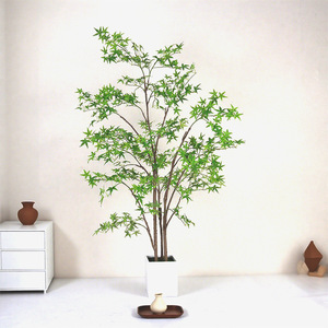 Plante artificielle en pot d'érable en plastique en gros pour la décoration intérieure, faux arbres, décoration végétale artificielle - Product Image 1