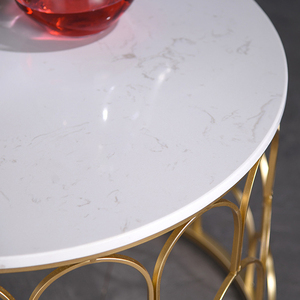 Bàn Trà Thủy Tinh Kiểu Bắc Âu, Bằng Đá Cẩm Thạch, Phòng Khách, Bàn Cà Phê Hiện Đại, Hình Tròn Bằng Vàng - Product Image 3