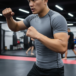 Camiseta de compresión unisex de manga larga con estampado digital personalizado, de secado rápido, para MMA, talla grande, de spandex/nailon - Product Image 3