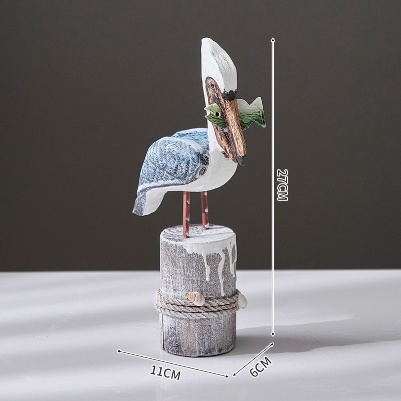 Single wooden stake, small vintage blue seabird