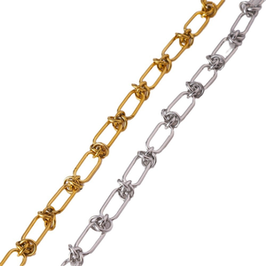 Collier et bracelet en acier inoxydable plaqué or 18K PVD, nouveau design, chaîne à nœuds - Collier ras du cou, chaîne de pull, bracelet, pour femmes et hommes - Product Image 1