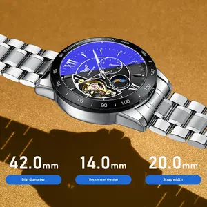 Montre pour homme en acier inoxydable, série Moon Phase, 41 mm, multifonction, entièrement automatique, mécanique, lumineuse, étanche - Product Image 2