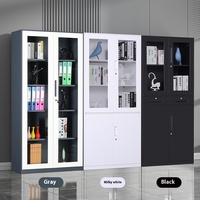 Armoire de classement moderne en métal et verre, verrouillable, 3 tiroirs, pour bureau, école, maison