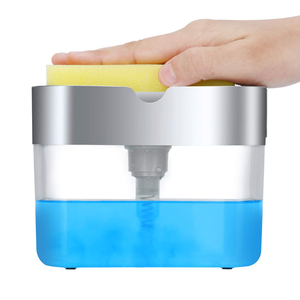 Distributeur de savon à vaisselle 2-en-1 avec support pour éponge, logo personnalisé, vente en gros directe d'usine pour marque privée - Product Image 1
