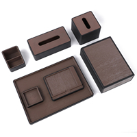 Vente en gros d'accessoires de salle de bain d'hôtel porte-savon en cuir ABS boîte à mouchoirs porte-gobelet ensemble d'agrément pour hôtel 5 étoiles