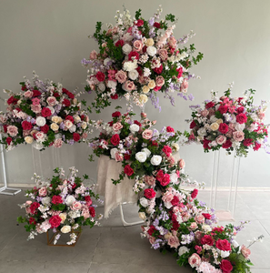 Yeni Stil Sıcak Pembe Gül Çiçekli Yolluk Yeşillik Çiçek Topu Bitkisi Yapay Düğün Arka Planı Sahne Dekorasyonu - Product Image 6