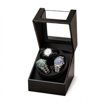 Boîte à remontoir automatique de luxe à 3 emplacements en bois laqué brillant pour 3 montres, avec intérieur en cuir PU et velours de qualité supérieure