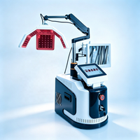 Appareil de thérapie capillaire LLLT 650nm à lumière rouge à faible intensité, directement de l'usine, 5-en-1, avec brosse micro-électrique et détection du cuir chevelu