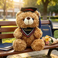 Ours en peluche de graduation en gros, ours en peluche avec toque de docteur, couleurs assorties, personnalisation OEM pour souvenir de graduation et cadeau pour machine à griffes