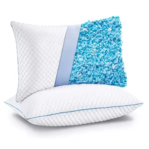 Almohadas de espuma viscoelástica trituradas, paquete estándar de 2, almohadas de cama firmes ajustables Premium fáciles de extraer para Hotel, almohada rellena de Gel
