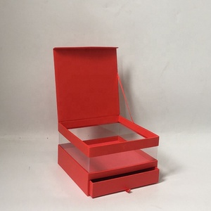 China manufacturer wholesale hign quality flip open clear square flower box drawer flower marble gift box