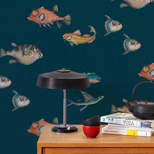 Decoración de Pared de Terciopelo Impermeable Moderna con <span class=keywords><strong>Fondo</strong></span> de <span class=keywords><strong>Peces</strong></span> del Mundo Marino para Habitación Infantil, Dormitorio y Alojamientos - Product Image 2