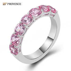 แหวนทองคำแท้ 18k ดีไซน์เก๋ สีชมพู ประดับพลอยทรงคุชชั่น ออกแบบตามสั่ง เครื่องประดับแฟชั่นทันสมัย สไตล์ Eternity Band สำหรับผู้หญิง สวมใส่ได้ทุกวัน - Product Image 1