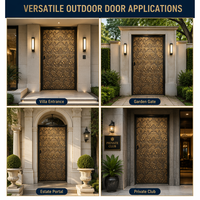 Porte d'entrée antivol en métal, motif feuille de Ginkgo 3D en relief, style rétro de luxe, pour villas et manoirs haut de gamme