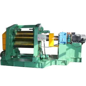 Three roller calendering machine for making rubber coating or rubber sheet