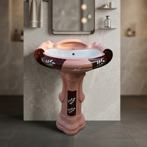 Lavabo sur pied carré en céramique pour salle de bain, centre commercial, villa, hôtel et projets commerciaux - Product Image 5