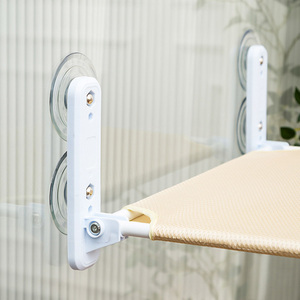 Hamaca para Gatos de Color Gris, Blanco y Beige, Asiento para Ventana, Hamaca para Mascotas Montada en la Pared - Product Image 5