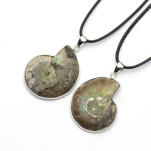 Collier en pierre naturelle d'ammonithe et de fossile, colliers avec pendentifs en pierre de cristal d'escargot véritable pour bijoux de 3CM - Product Image 5