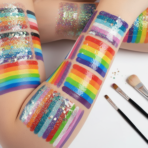 Peinture pour le visage et le corps à base d'eau, 42 couleurs arc-en-ciel, avec <span class=keywords><strong>kit</strong></span> de 12 gels pailletés pour Halloween, cosplay, fête, <span class=keywords><strong>maquillage</strong></span> de scène - Product Image 6