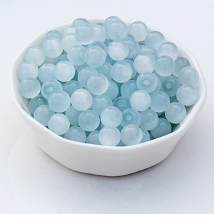 Cuentas sueltas de piedra ojo de gato rosa y blanca, redondas, para pulseras y cuerdas DIY, origen Jinhua, primavera 2023 - Product Image 5