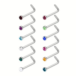 Thép không gỉ đồ trang sức CZ mũi thép <span class=keywords><strong>Stud</strong></span> Nhẫn 40/60 cái Hộp Mũi piercing cơ thể đồ trang sức - Product Image 5